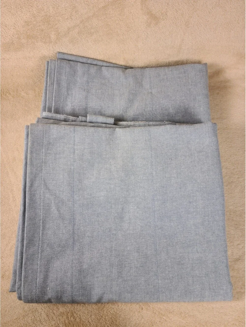 Ikea LENDA Curtain Panels BLUE Chambray Tab Top 55 x 98”